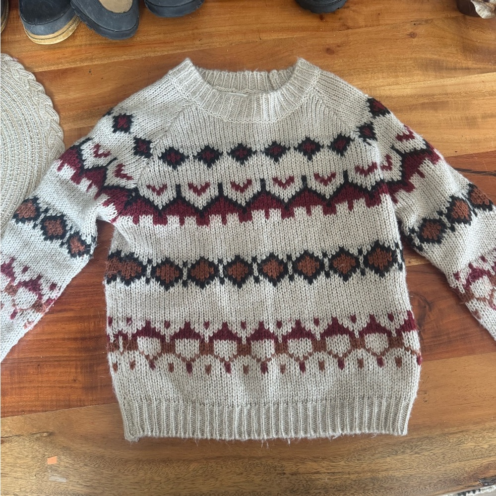 Charming Knit Sweater - Cream, Black, and Brown